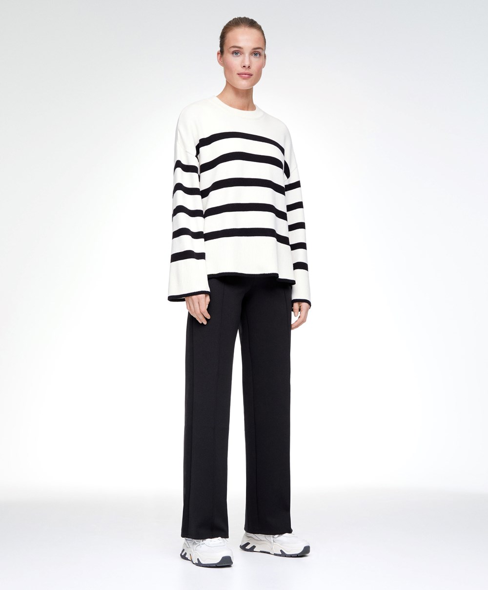 Oysho Stripete Knit Jumper Svarte | TUIE85637