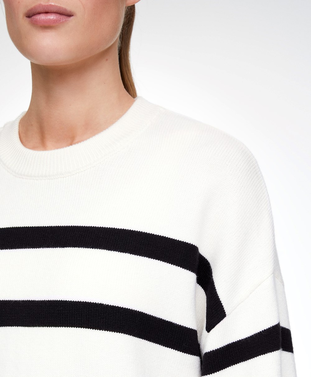 Oysho Stripete Knit Jumper Svarte | TUIE85637