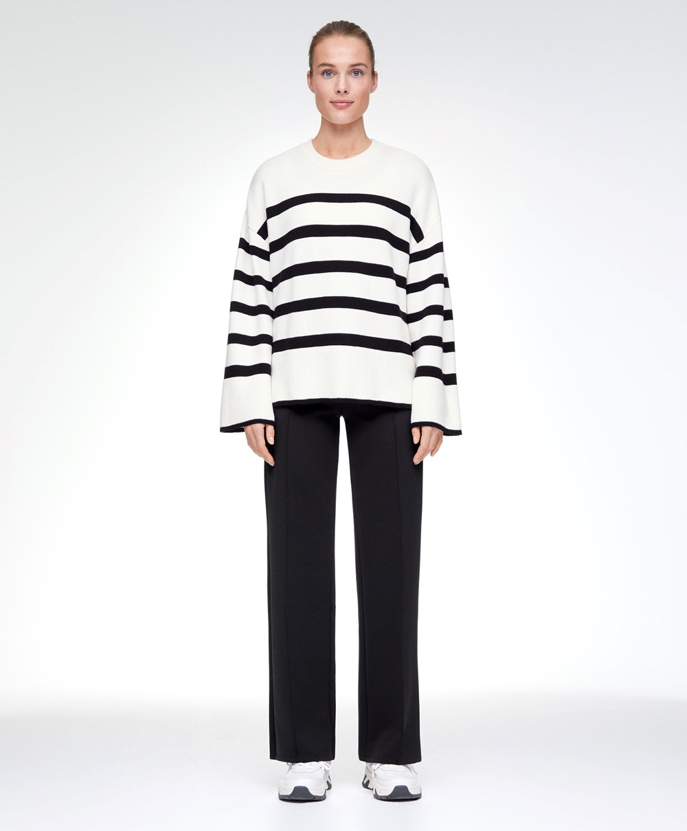 Oysho Stripete Knit Jumper Svarte | TUIE85637