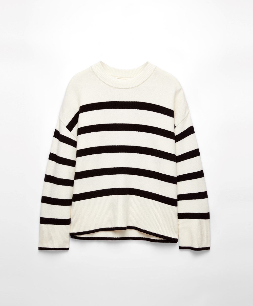 Oysho Stripete Knit Jumper Svarte | TUIE85637