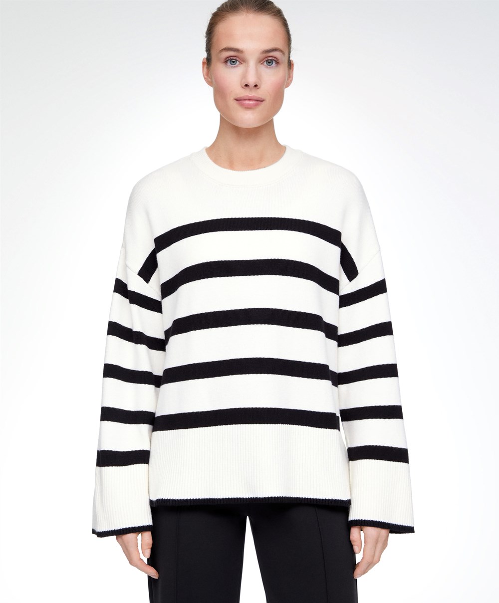 Oysho Stripete Knit Jumper Svarte | TUIE85637