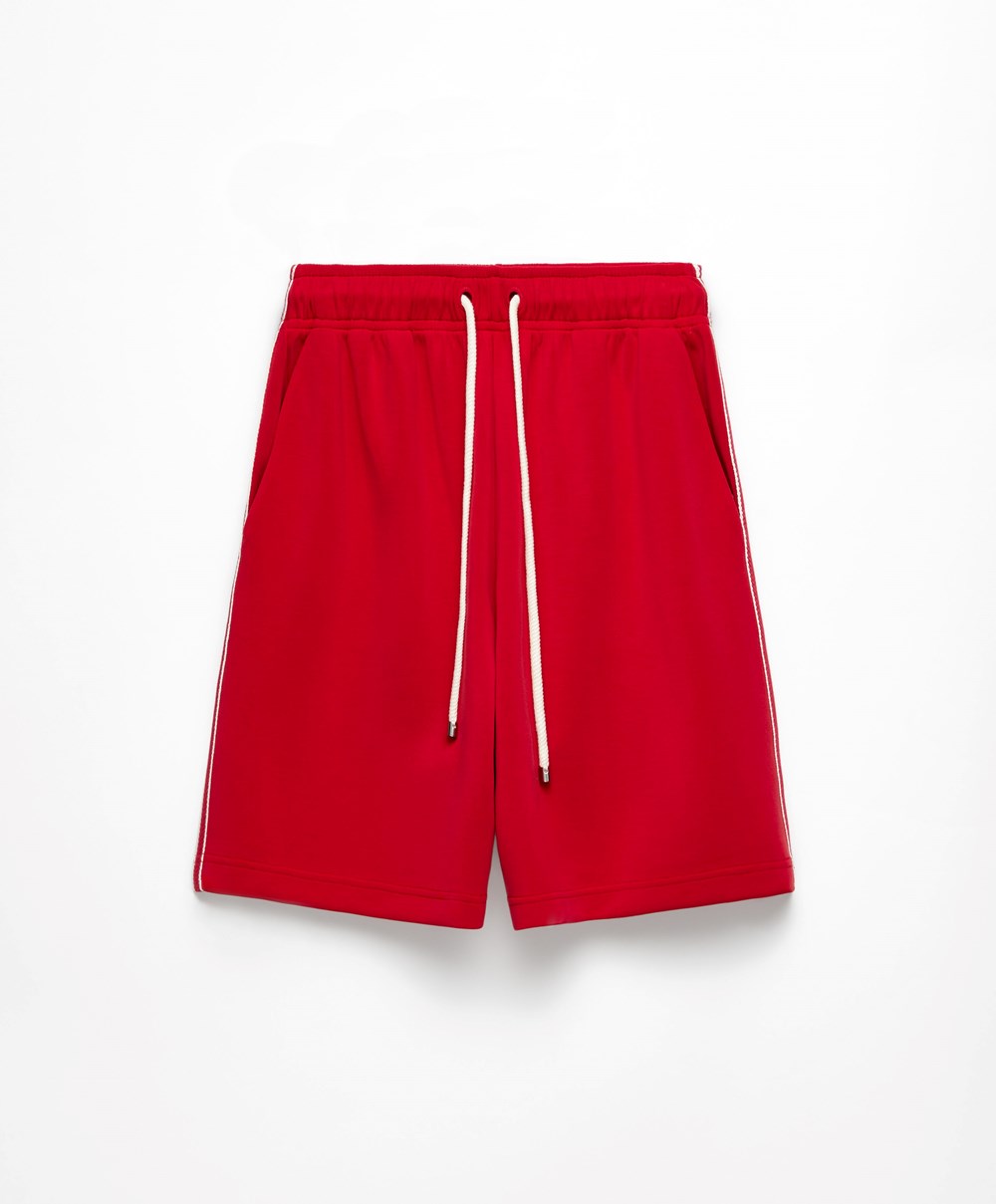 Oysho Stripete Soft Touch Modal Bermuda Shorts Rød | GYJD70581