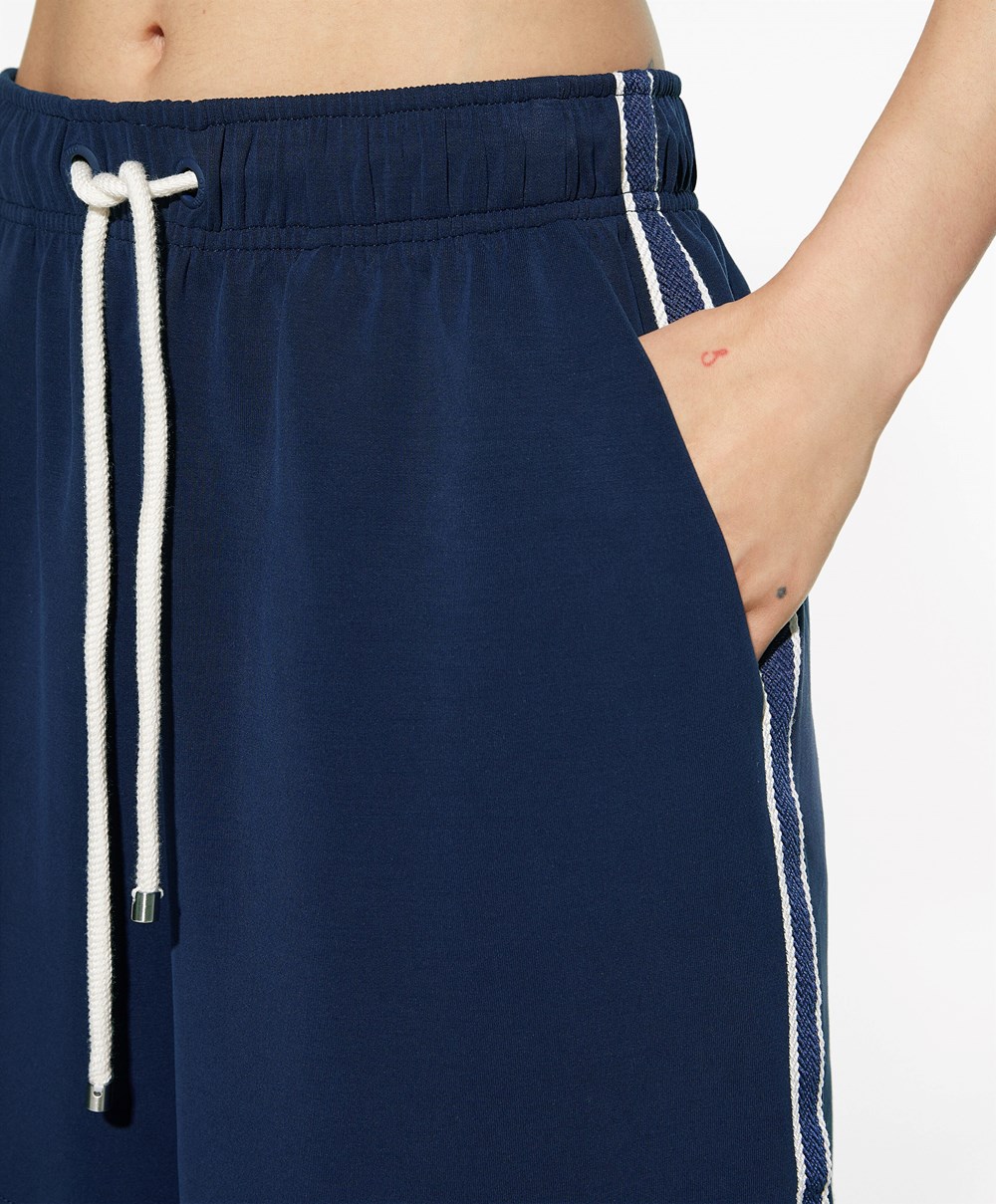 Oysho Stripete Soft Touch Modal Bermuda Shorts Marineblå Blå | IHAO12069