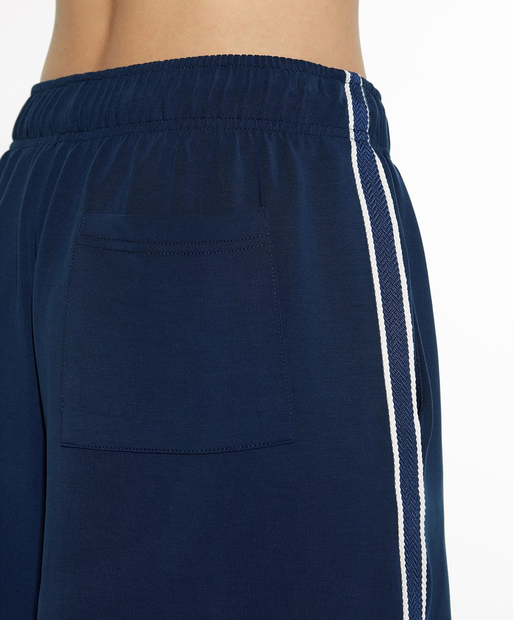 Oysho Stripete Soft Touch Modal Bermuda Shorts Marineblå Blå | IHAO12069