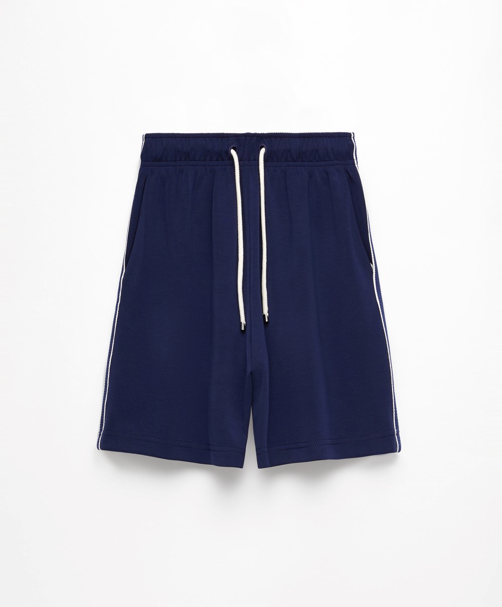 Oysho Stripete Soft Touch Modal Bermuda Shorts Marineblå Blå | IHAO12069