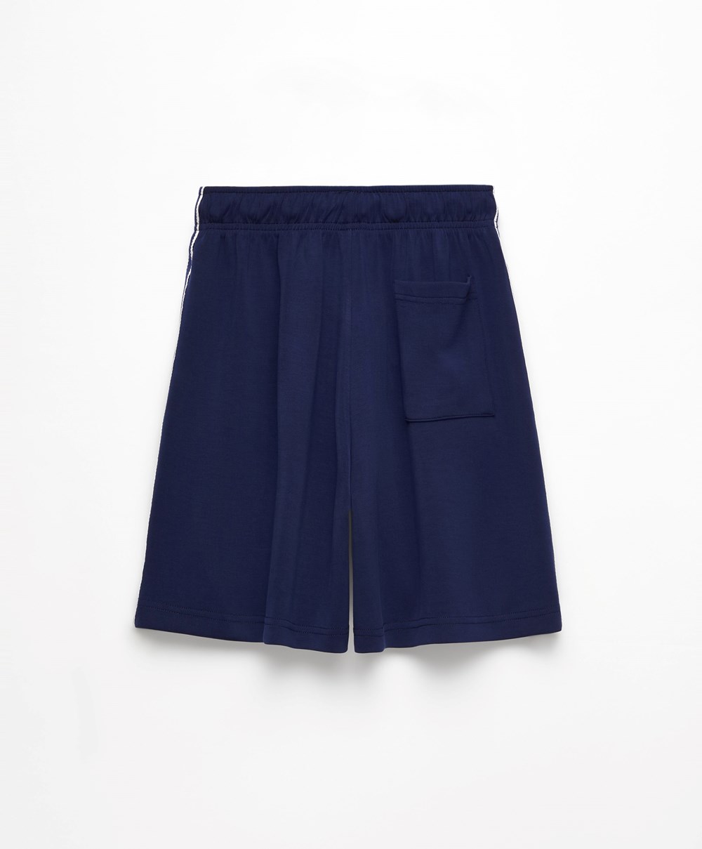 Oysho Stripete Soft Touch Modal Bermuda Shorts Marineblå Blå | IHAO12069