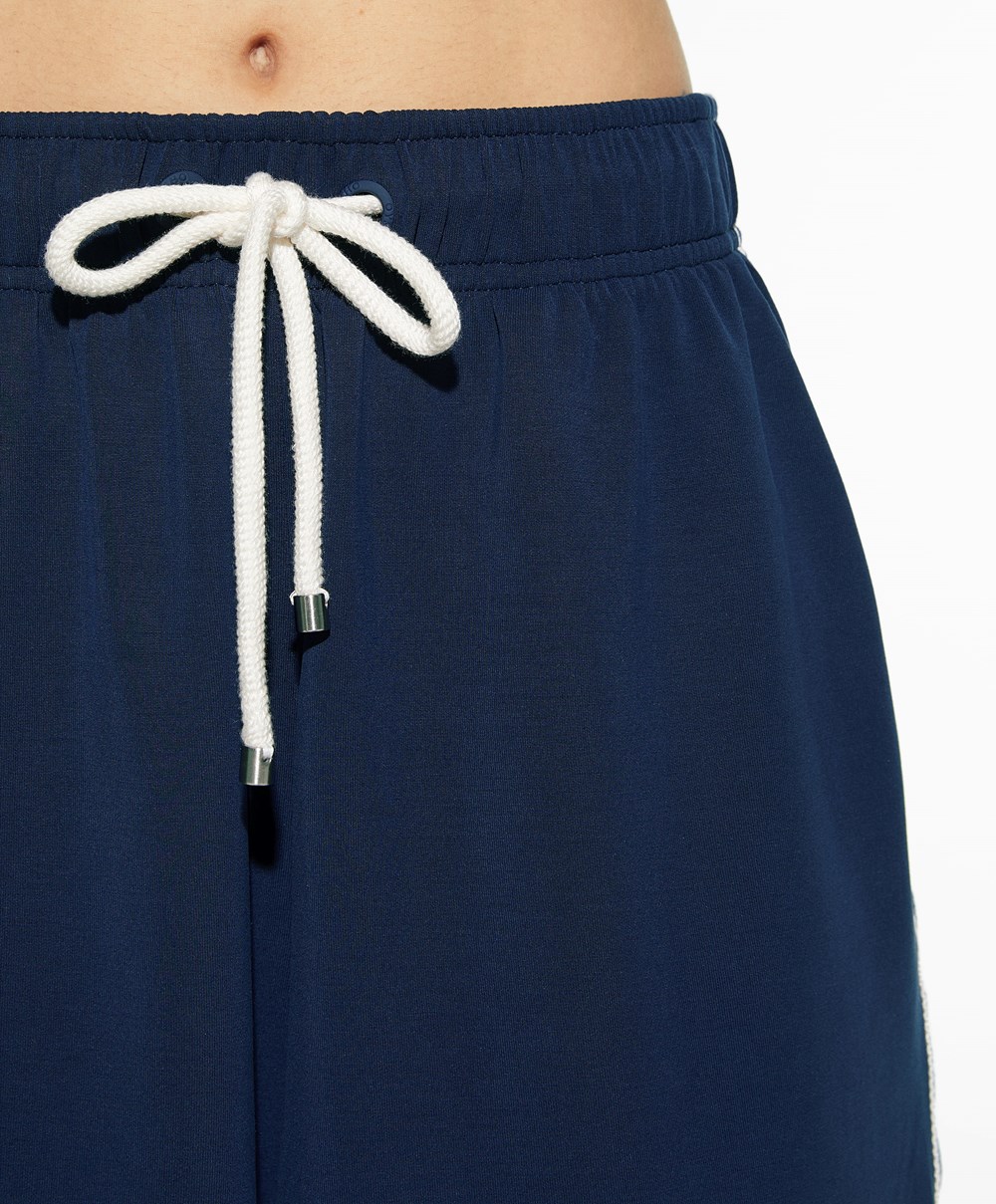 Oysho Stripete Soft Touch Modal Bermuda Shorts Marineblå Blå | MPLS09164