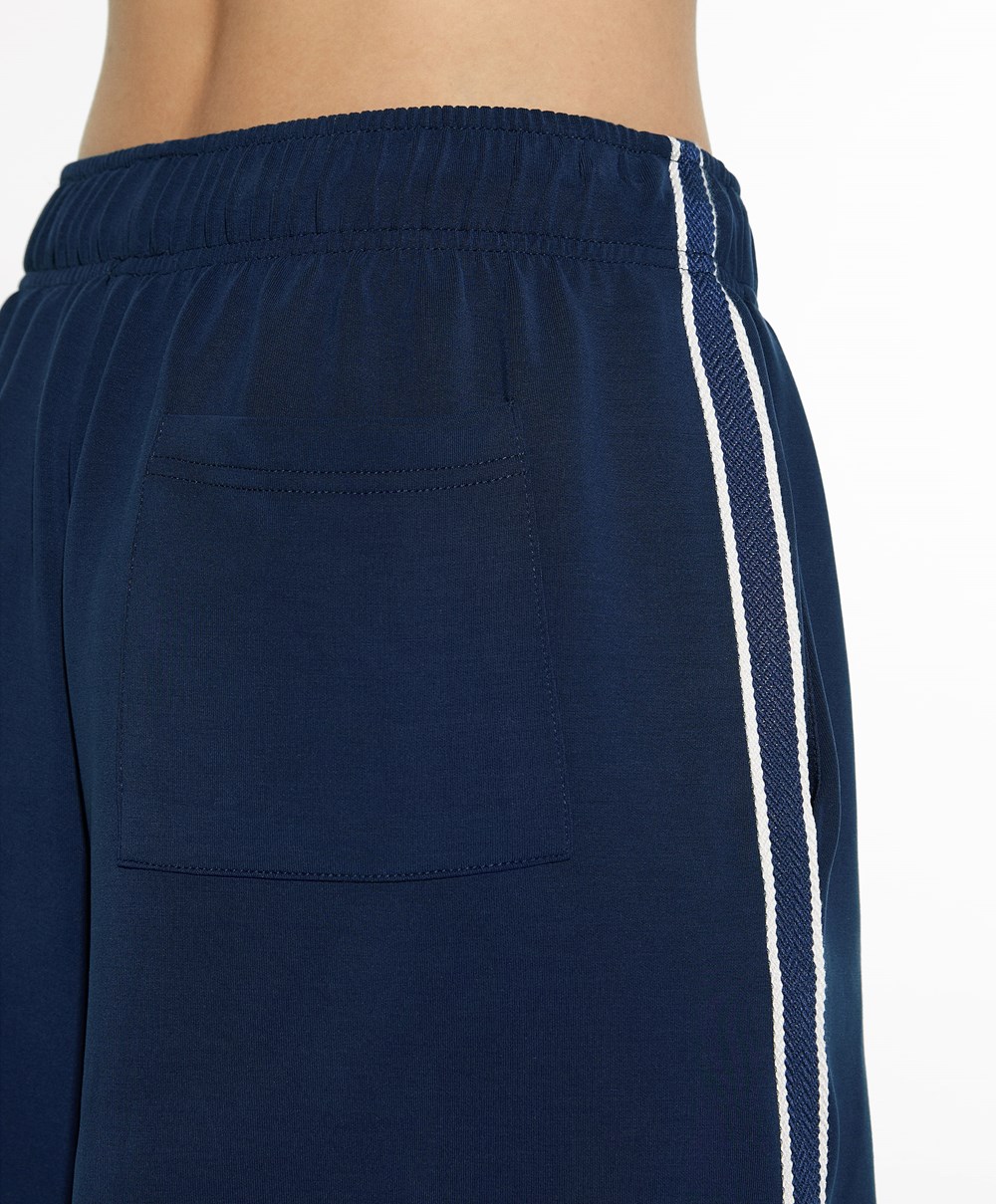 Oysho Stripete Soft Touch Modal Bermuda Shorts Marineblå Blå | MPLS09164