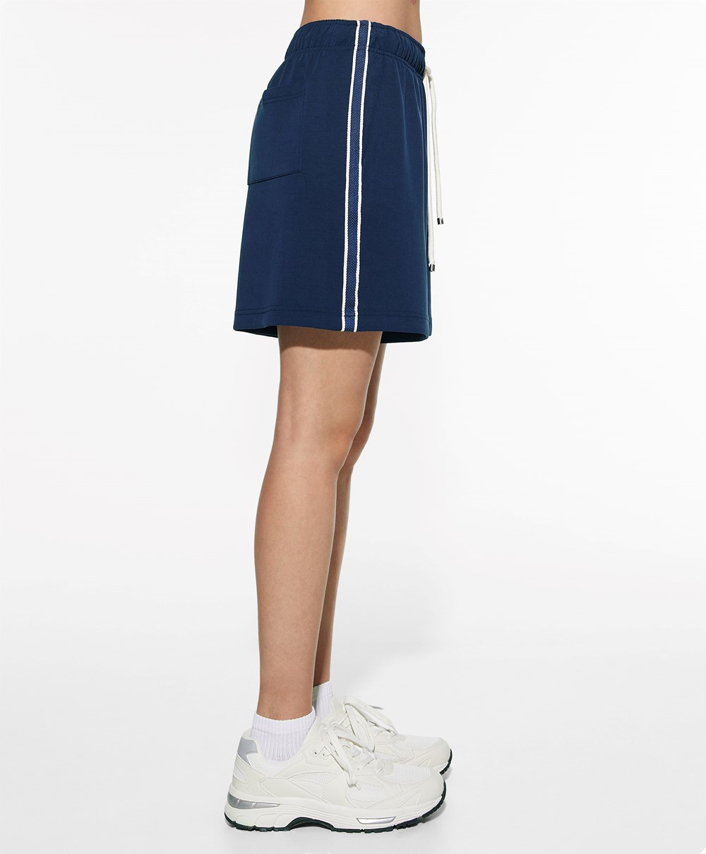 Oysho Stripete Soft Touch Modal Bermuda Shorts Marineblå Blå | MPLS09164