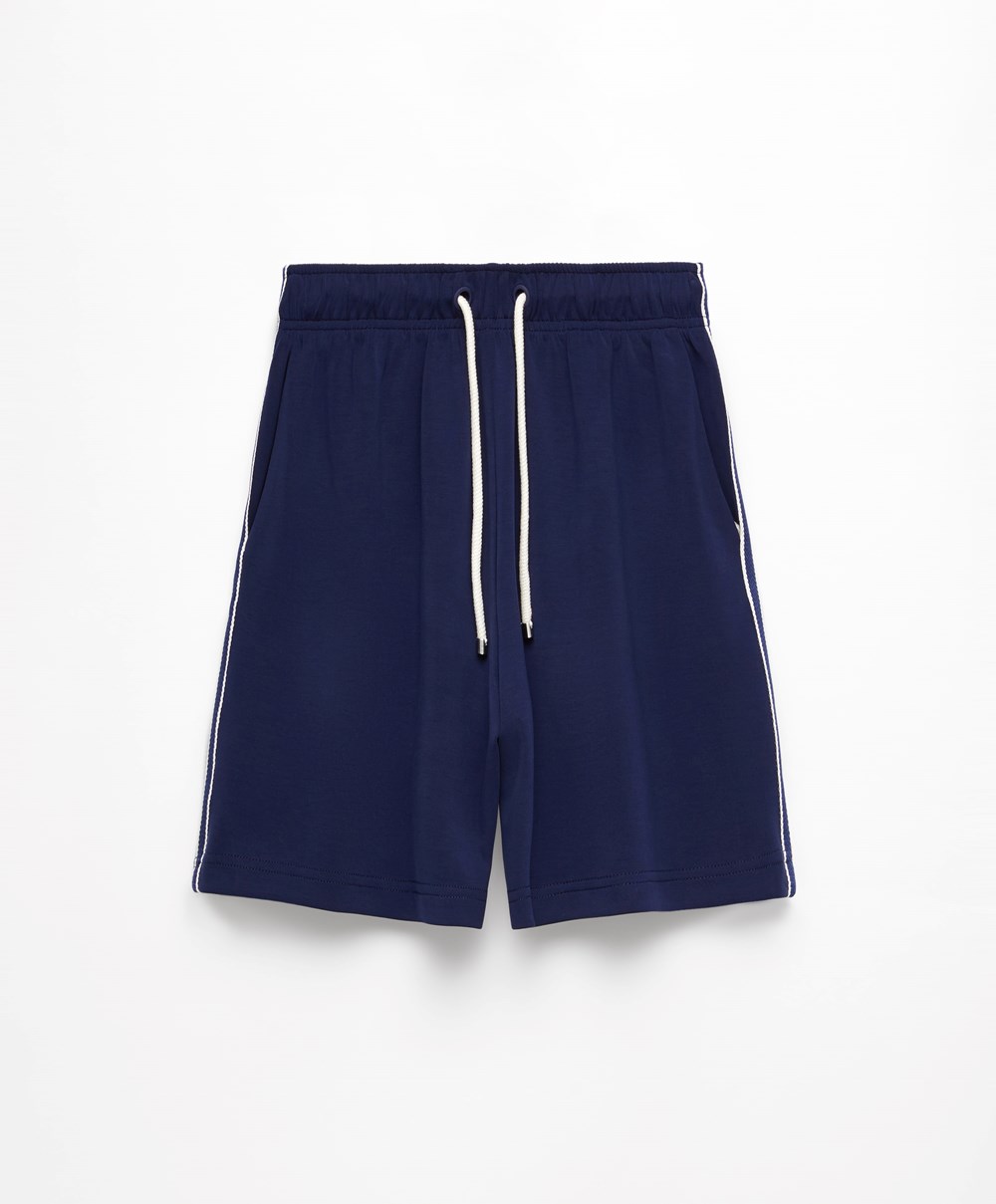 Oysho Stripete Soft Touch Modal Bermuda Shorts Marineblå Blå | MPLS09164