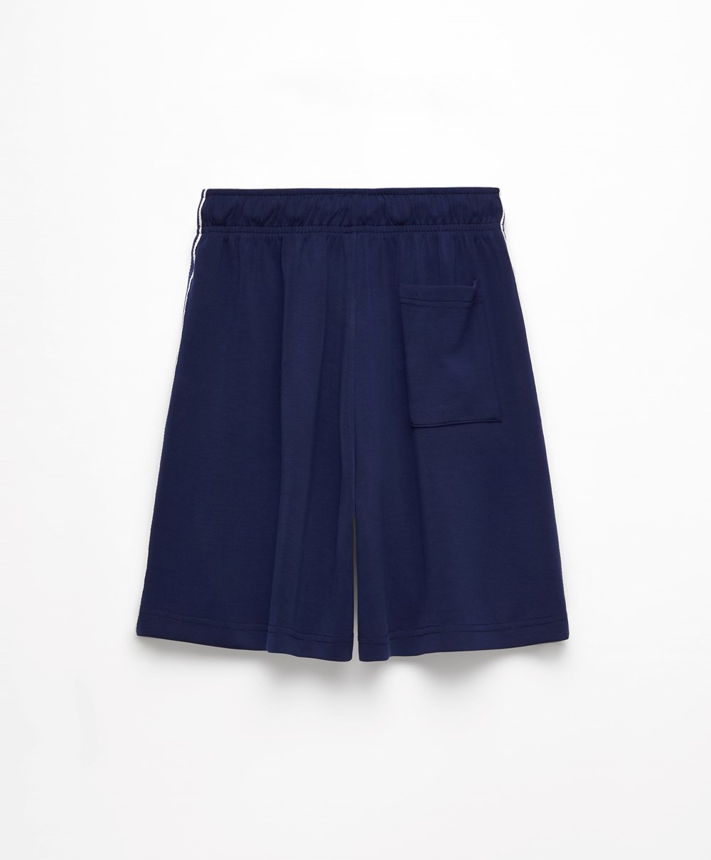 Oysho Stripete Soft Touch Modal Bermuda Shorts Marineblå Blå | MPLS09164