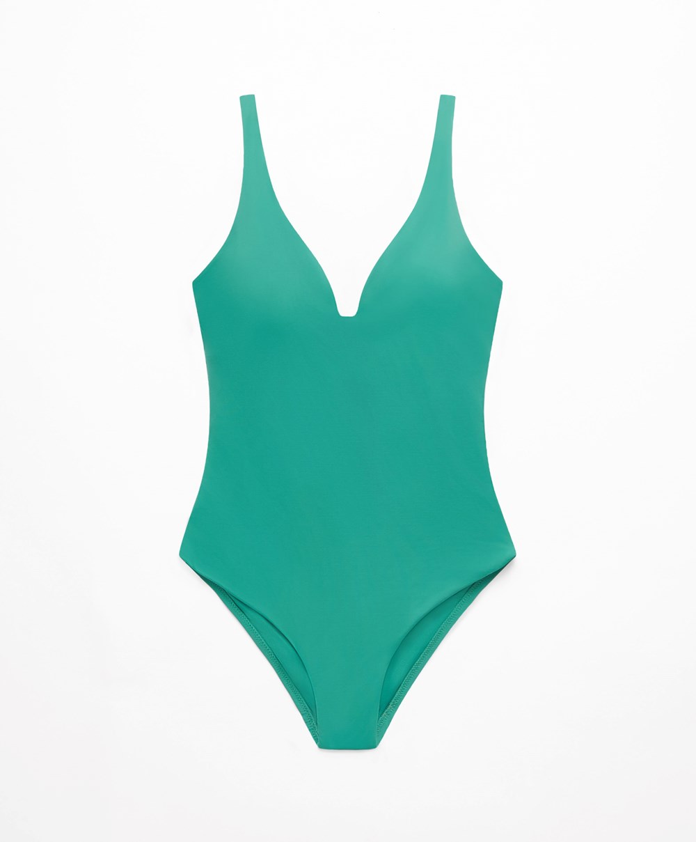 Oysho Sweetheart Neckline Swimsuit Pale Emerald | PRJV10437