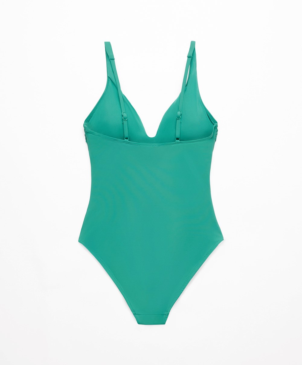 Oysho Sweetheart Neckline Swimsuit Pale Emerald | PRJV10437