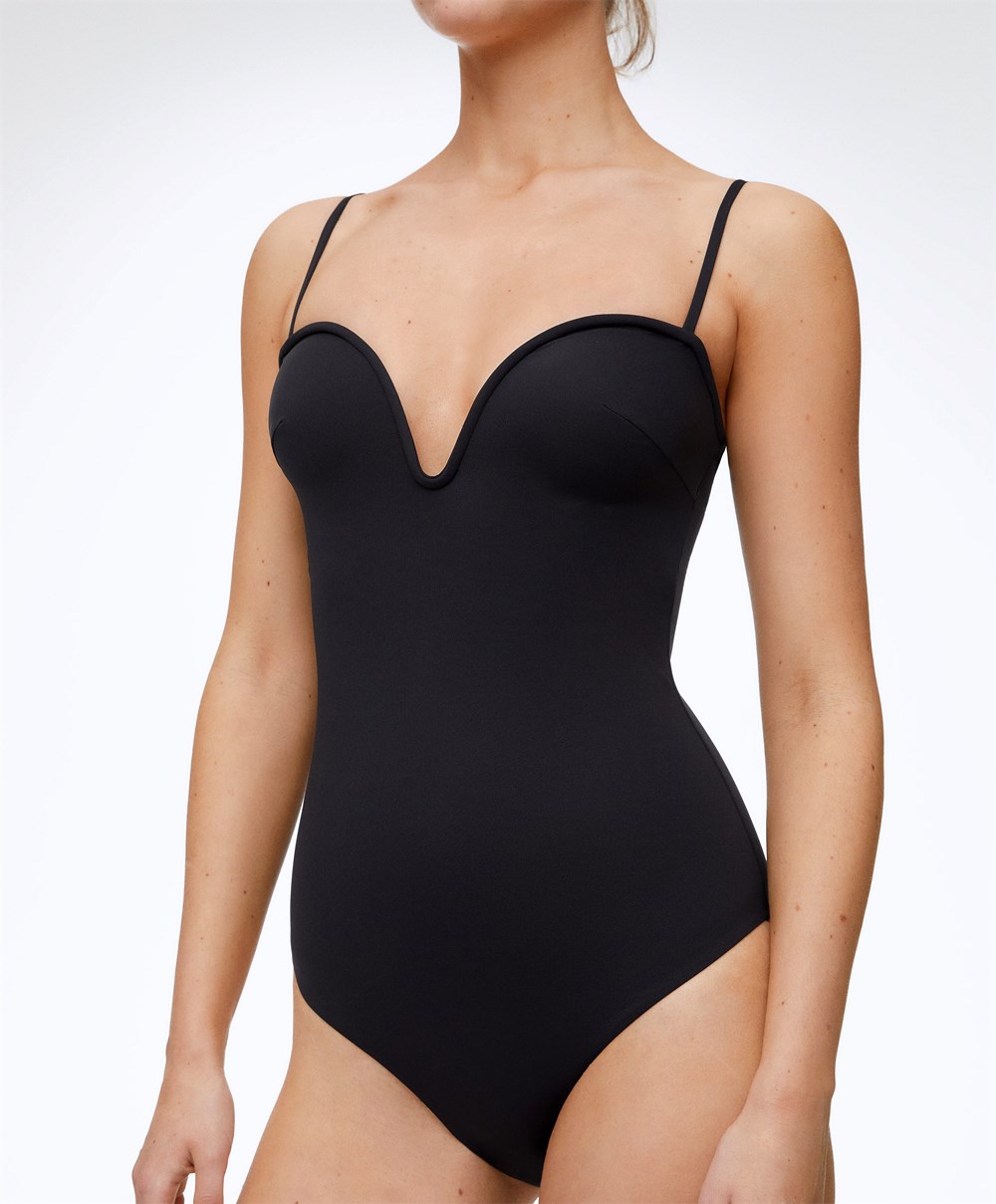 Oysho Sweetheart Neckline Swimsuit Svarte | FZVB49072