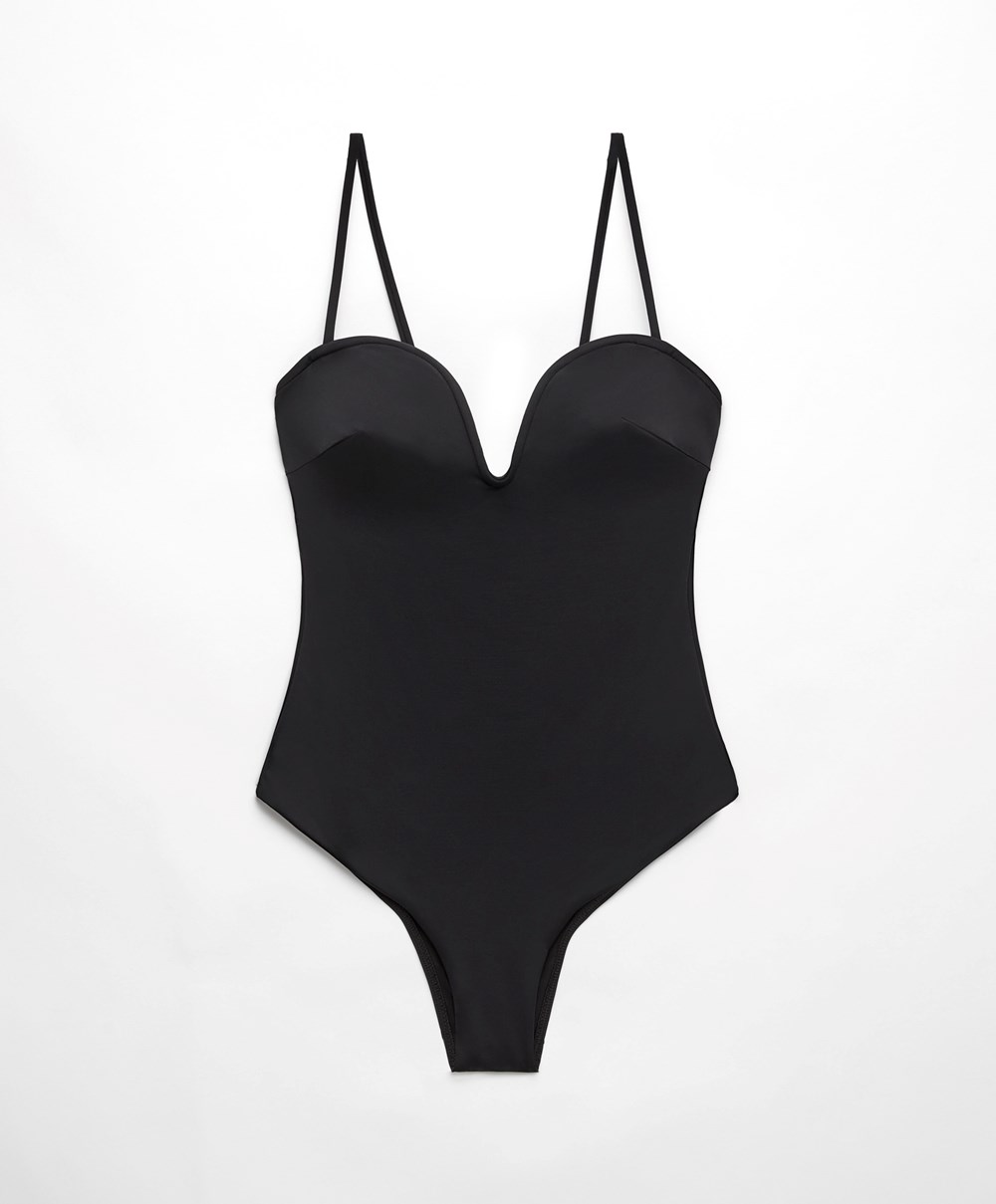 Oysho Sweetheart Neckline Swimsuit Svarte | FZVB49072