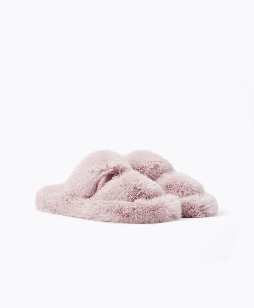 Oysho Syntetisk Fur Double Reima Sandals Mauve | JGOC53972