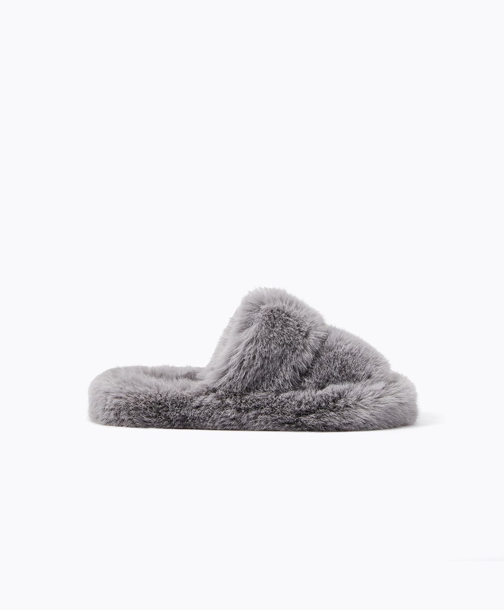 Oysho Syntetisk Fur Double Reima Sandals Grå | LYKU34625