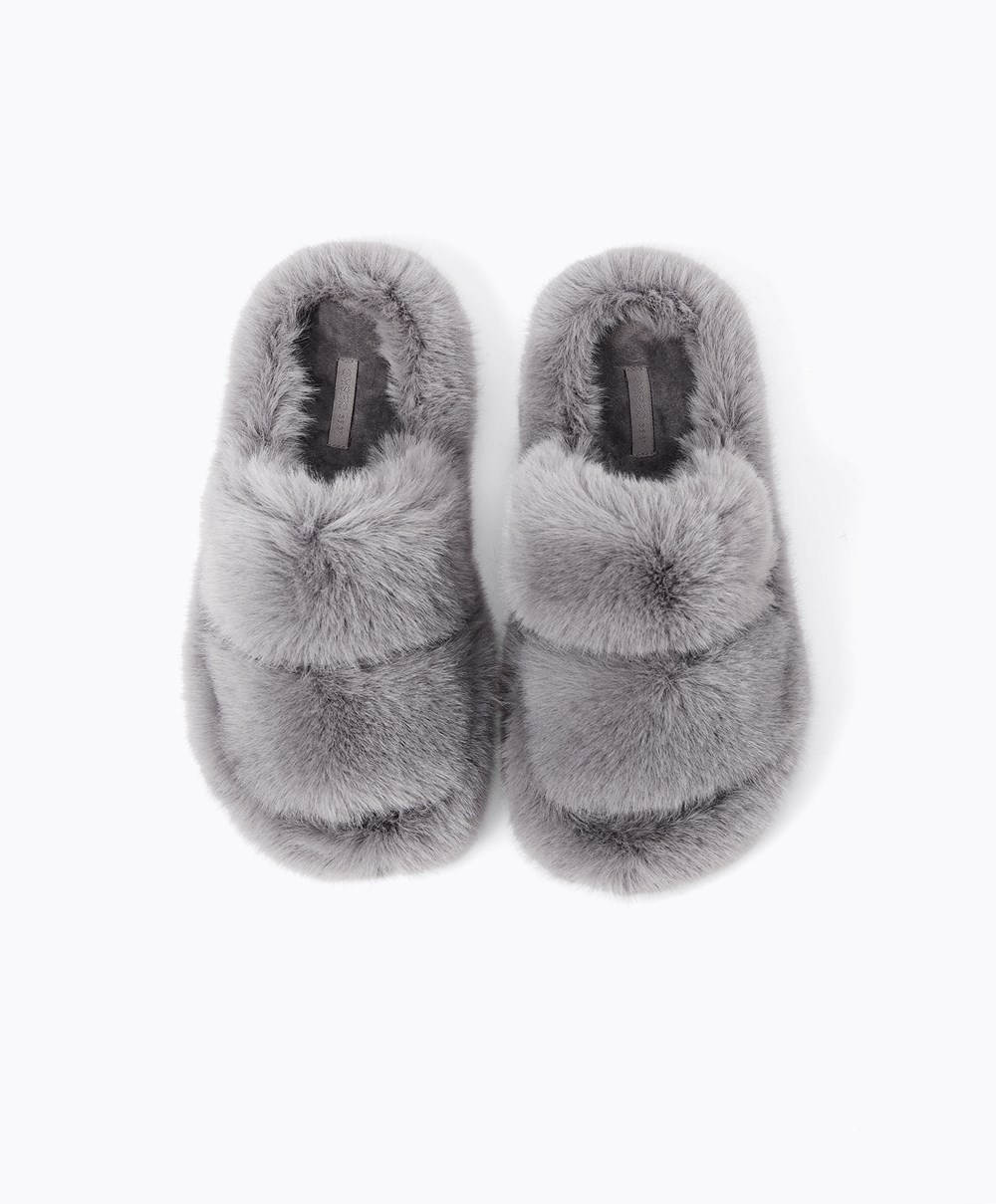 Oysho Syntetisk Fur Double Reima Sandals Grå | LYKU34625