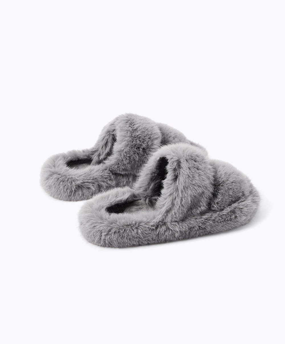 Oysho Syntetisk Fur Double Reima Sandals Grå | LYKU34625