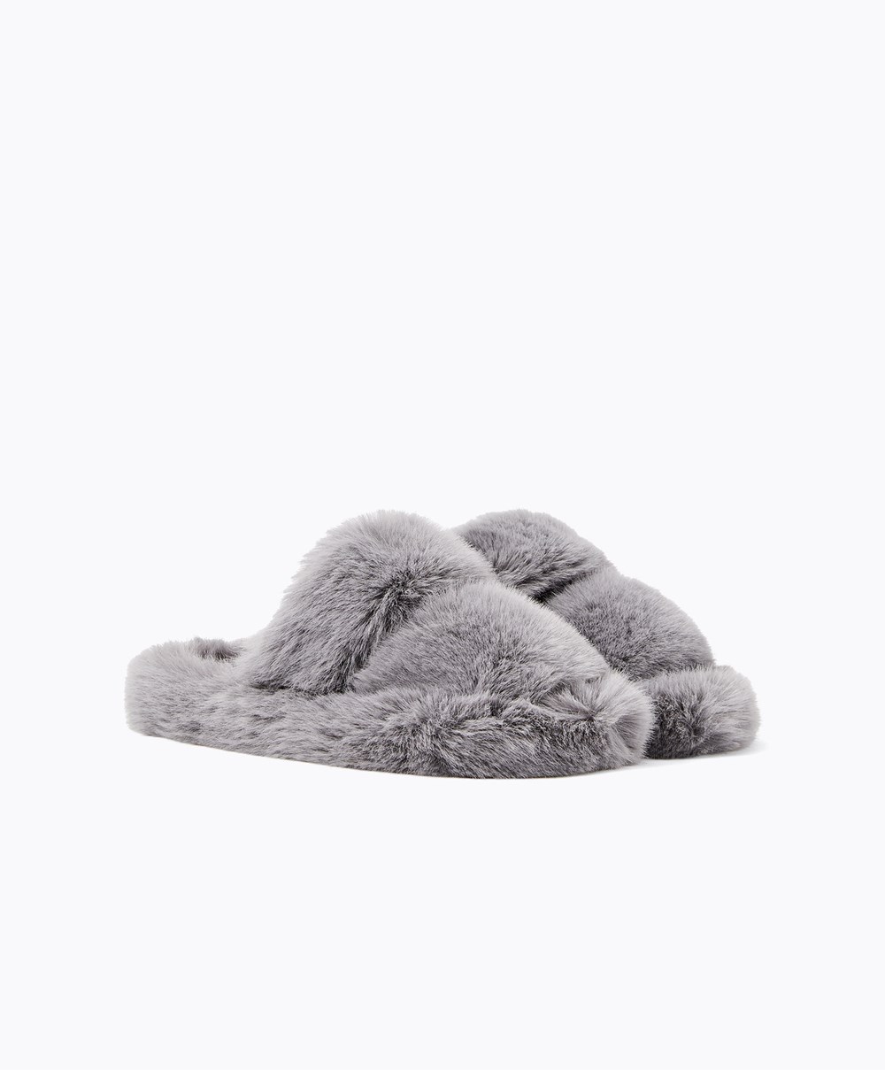 Oysho Syntetisk Fur Double Reima Sandals Grå | LYKU34625