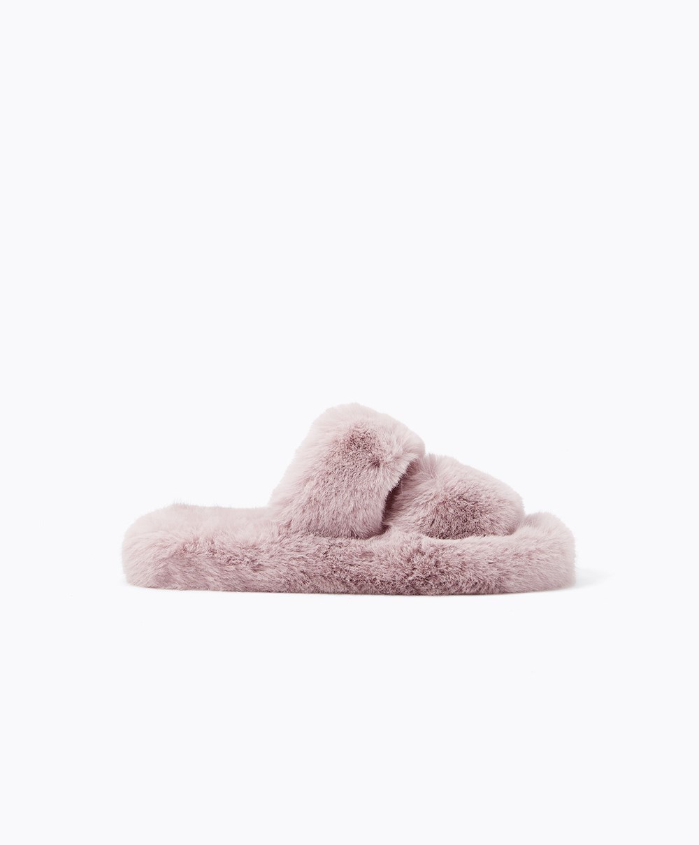 Oysho Syntetisk Fur Double Reima Sandals Mauve | UNKP01846