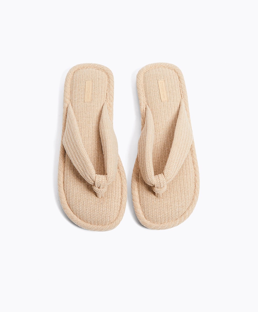 Oysho Texture Thong Sandals Beige | PZNT01254