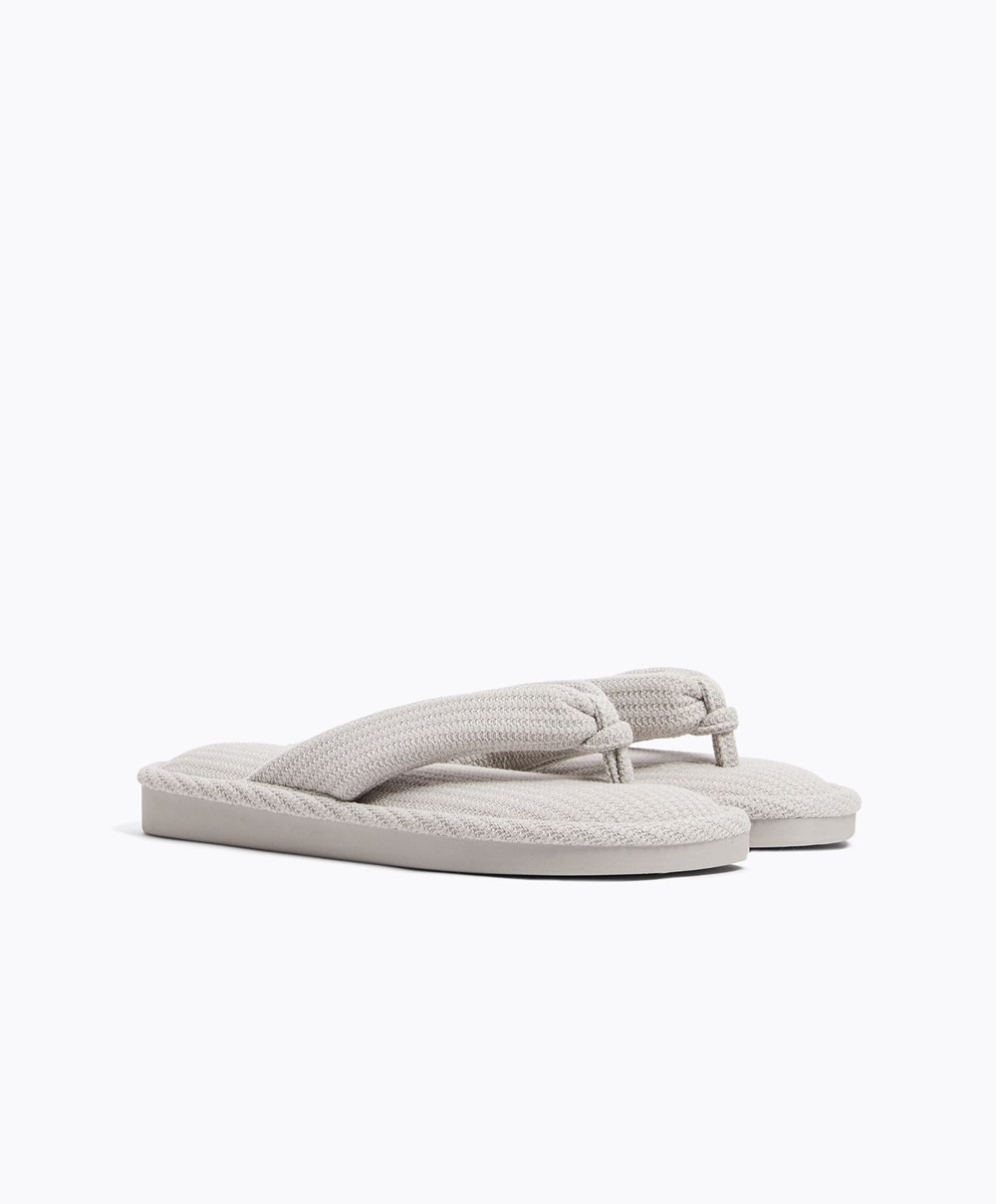 Oysho Texture Thong Sandals Grå | HJGE37598