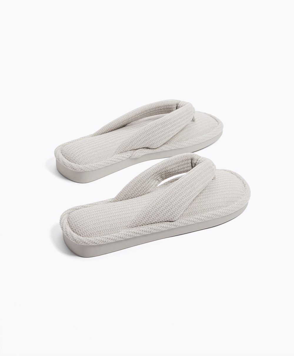 Oysho Texture Thong Sandals Grå | HJGE37598