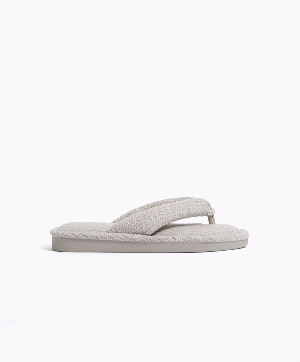 Oysho Texture Thong Sandals Grå | HJGE37598