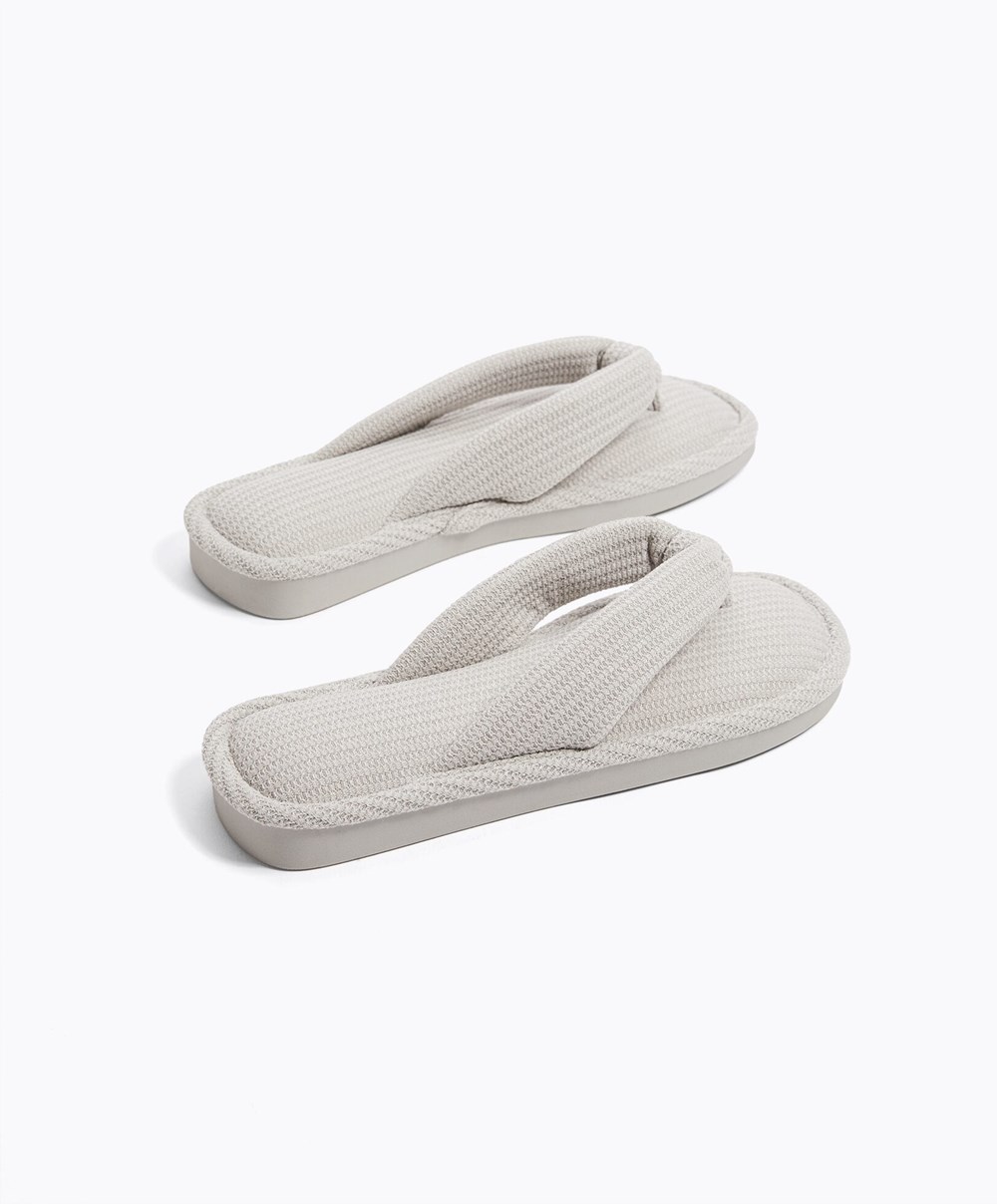 Oysho Texture Thong Sandals Grå | ZTNV96743