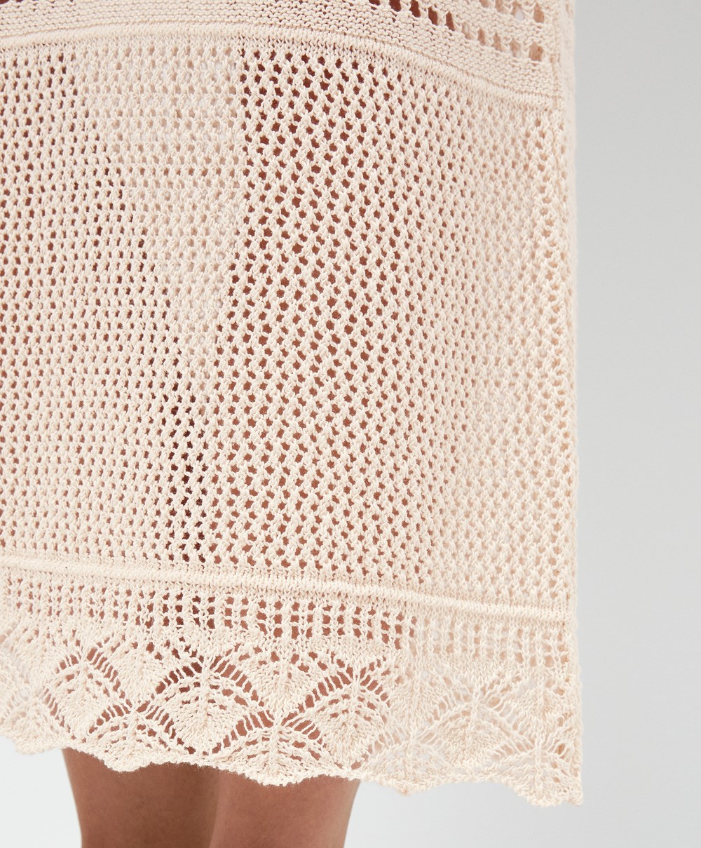 Oysho Textured Crochet Long Kjoler Sand | UTKR51023