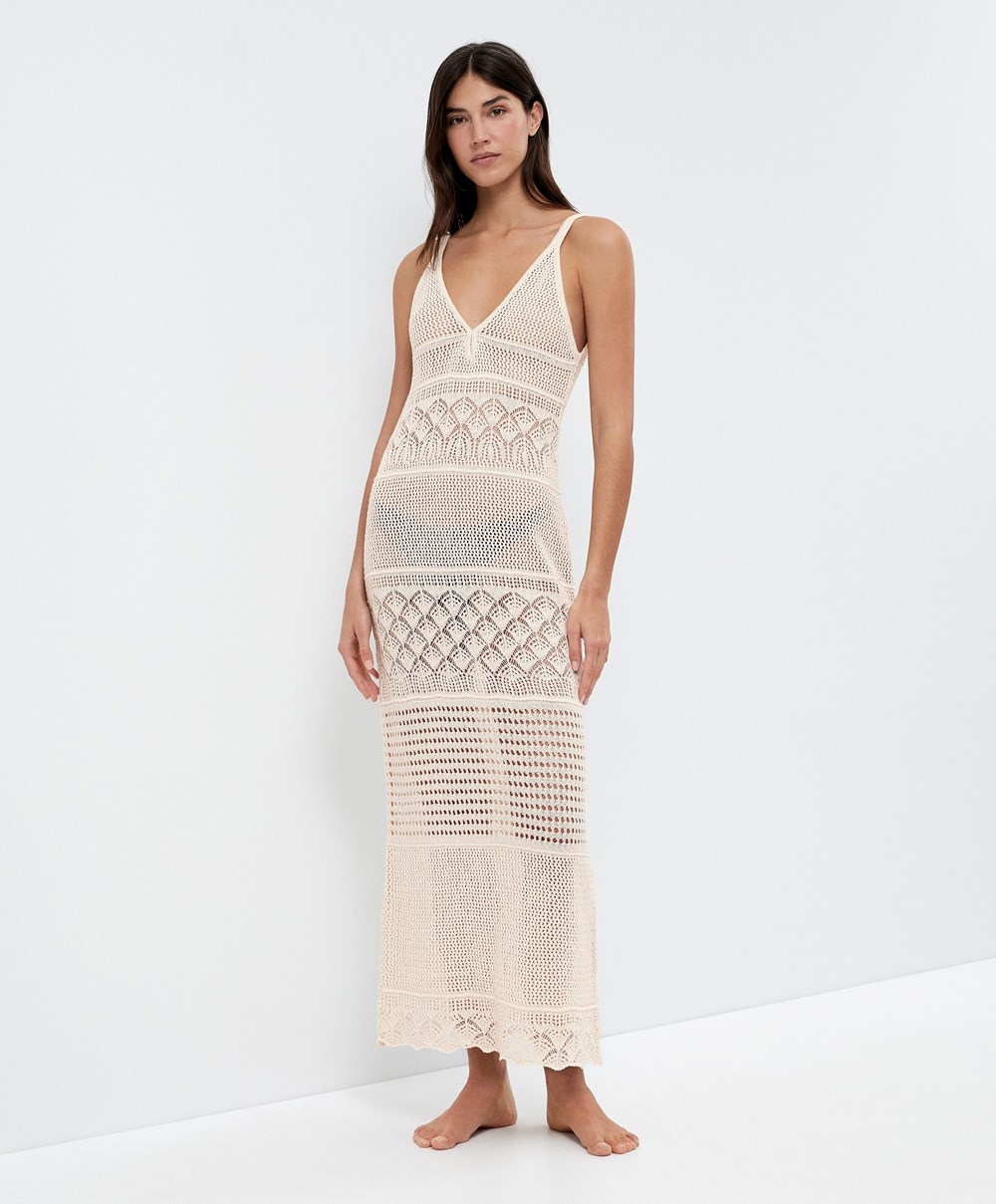 Oysho Textured Crochet Long Kjoler Sand | UVOZ49215