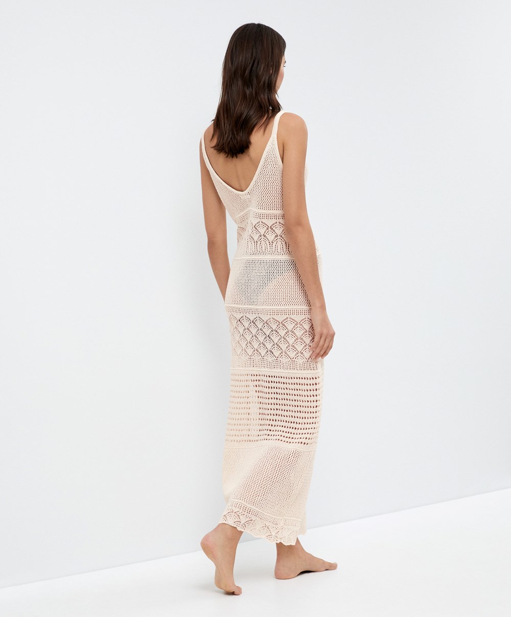 Oysho Textured Crochet Long Kjoler Sand | UVOZ49215