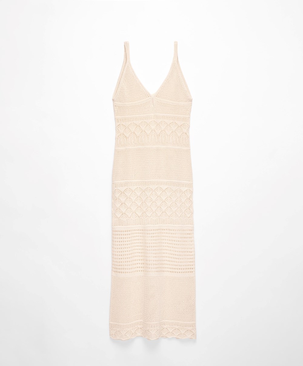 Oysho Textured Crochet Long Kjoler Sand | UVOZ49215