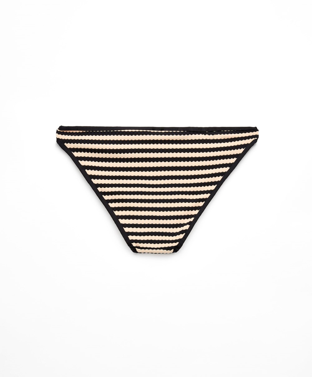 Oysho Textured Stripe Classic Bikini Briefs Svarte | KEVA07268