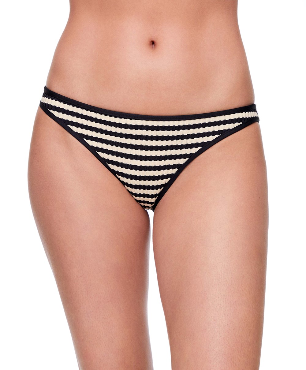 Oysho Textured Stripe Classic Bikini Briefs Svarte | KEVA07268