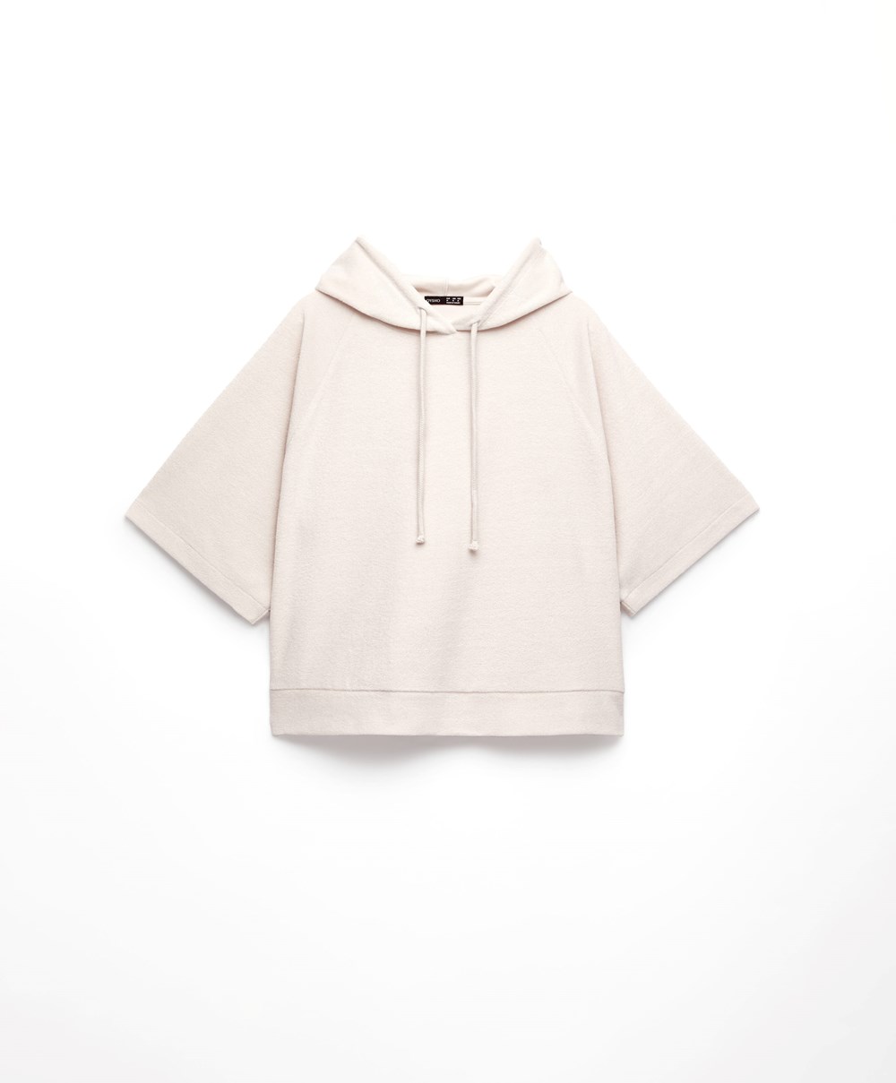 Oysho Towel-effect Hette Sweatshirt Stone | EWMY87612