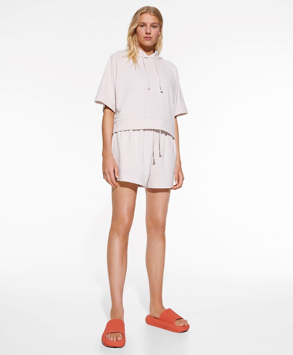 Oysho Towel-effect Shorts Stone | QLKJ04137