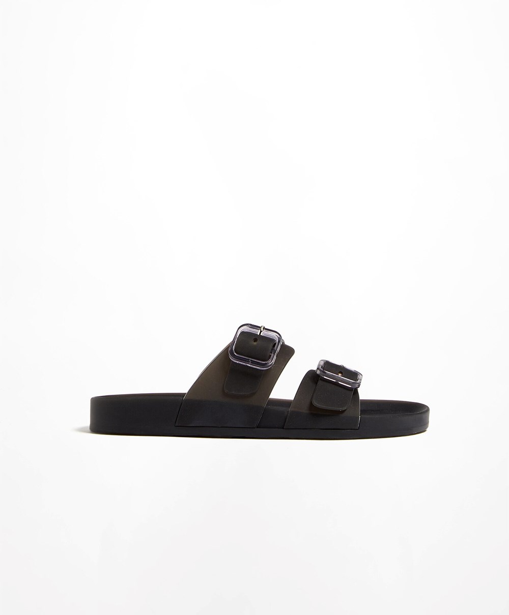 Oysho Translucent Moulded Beach Sandals Svarte | GBCR85769