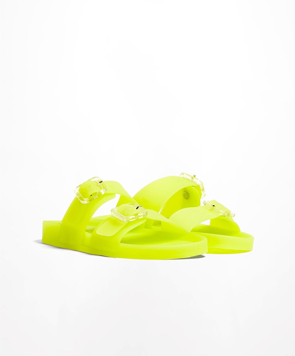 Oysho Translucent Moulded Beach Sandals Lime | HIER69258