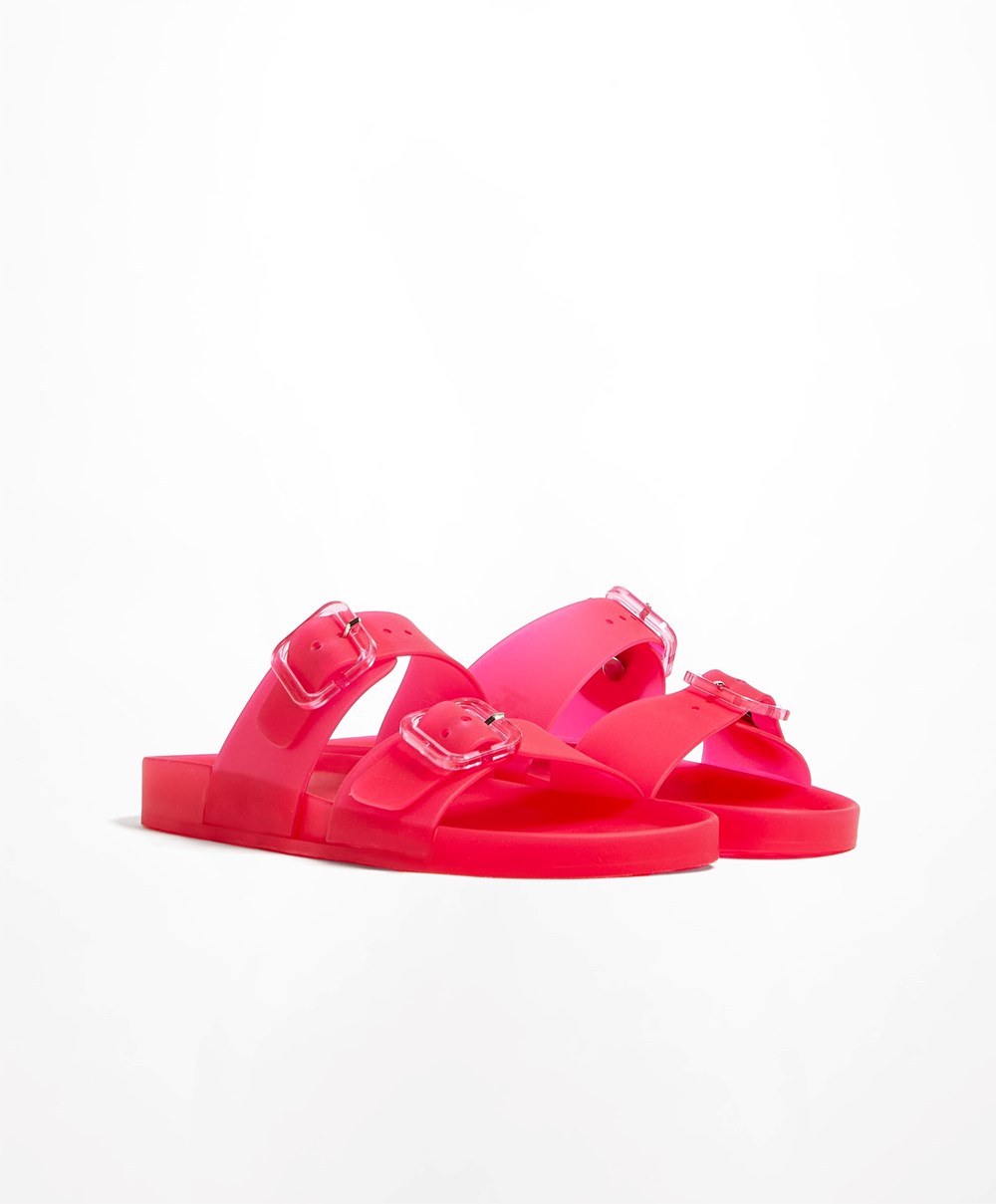 Oysho Translucent Moulded Beach Sandals Fuchsia | QWRV56480