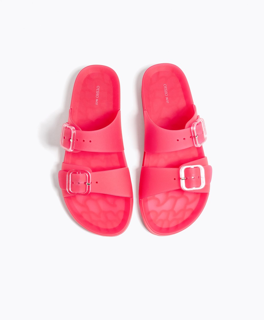 Oysho Translucent Moulded Beach Sandals Fuchsia | QWRV56480