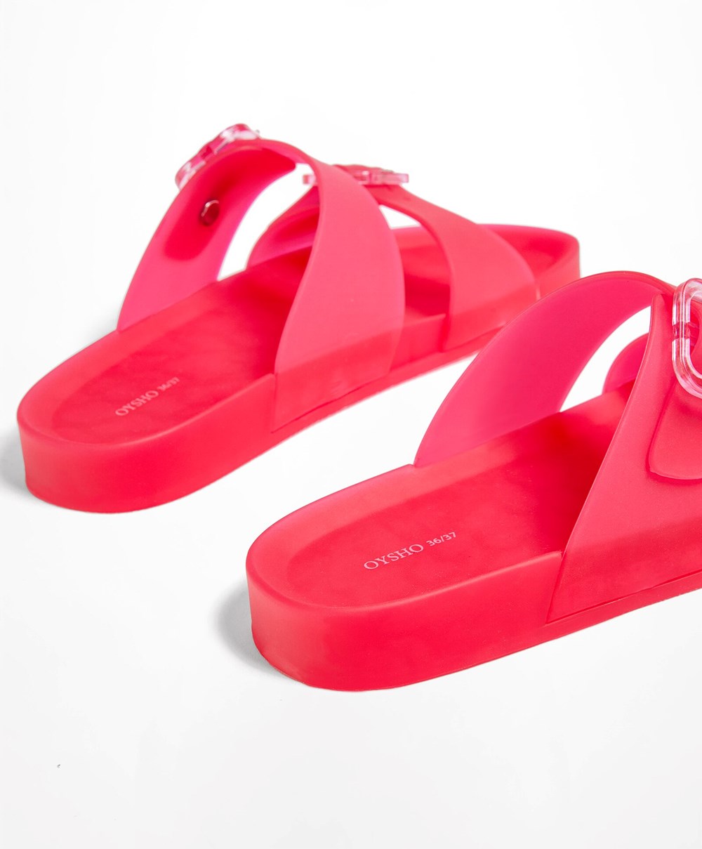 Oysho Translucent Moulded Beach Sandals Fuchsia | QWRV56480