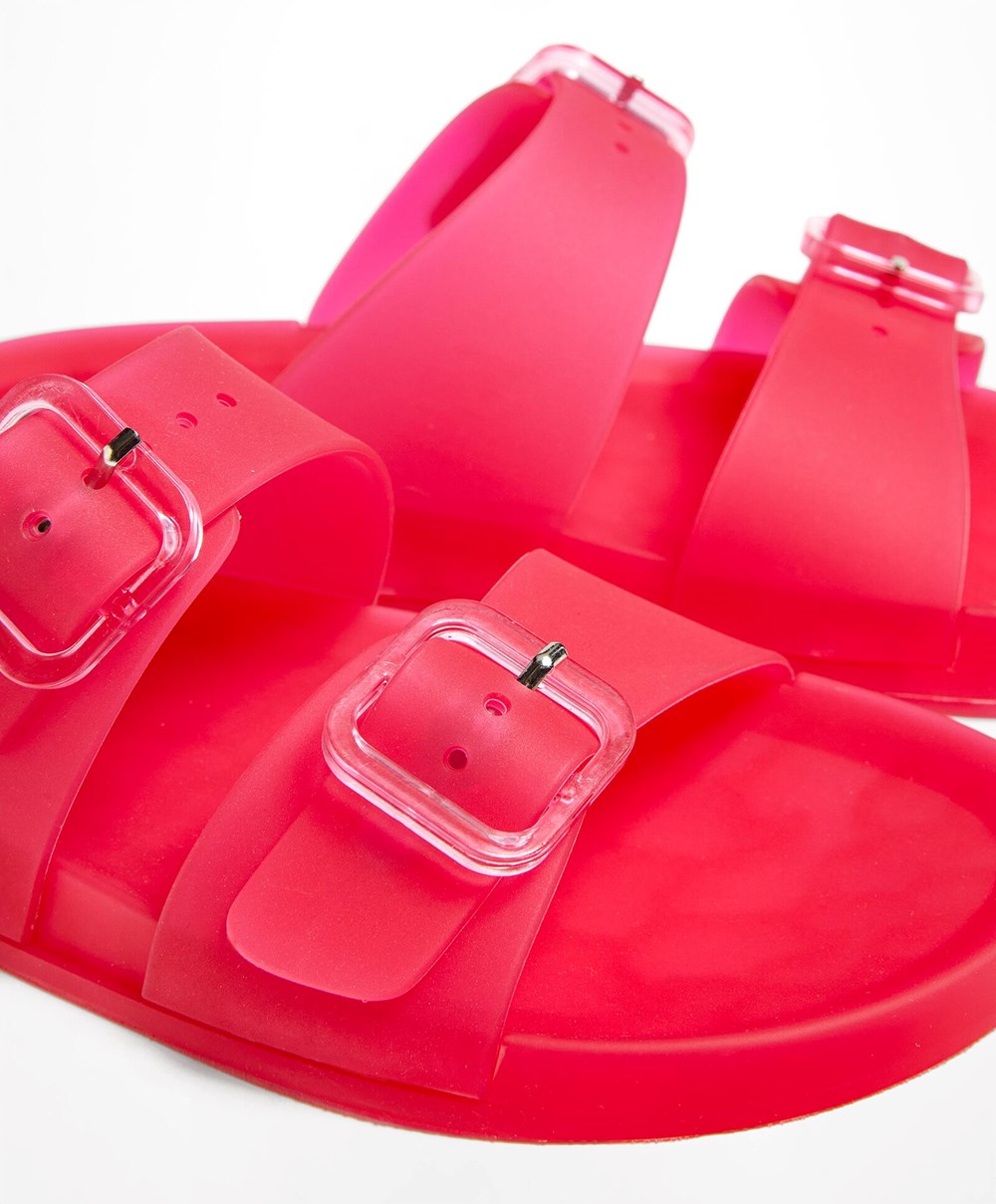 Oysho Translucent Moulded Beach Sandals Fuchsia | QWRV56480