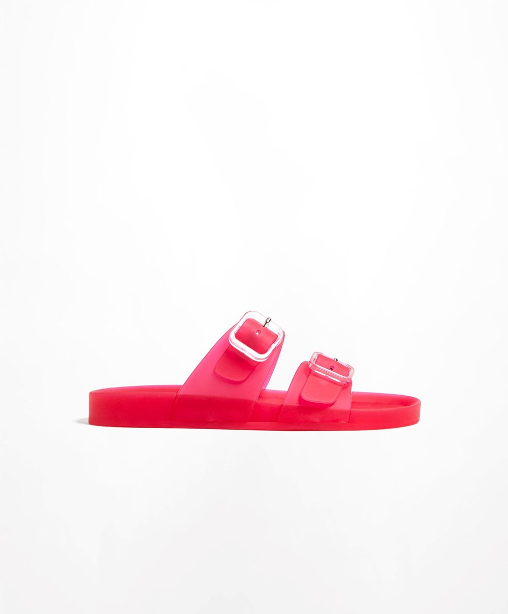 Oysho Translucent Moulded Beach Sandals Fuchsia | QWRV56480