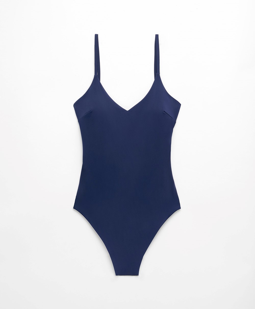 Oysho Triangle Swimsuit Blå | GBDX93810