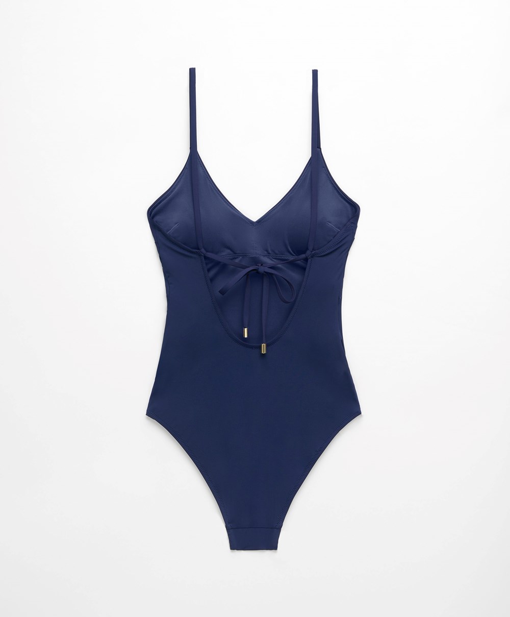 Oysho Triangle Swimsuit Blå | GBDX93810