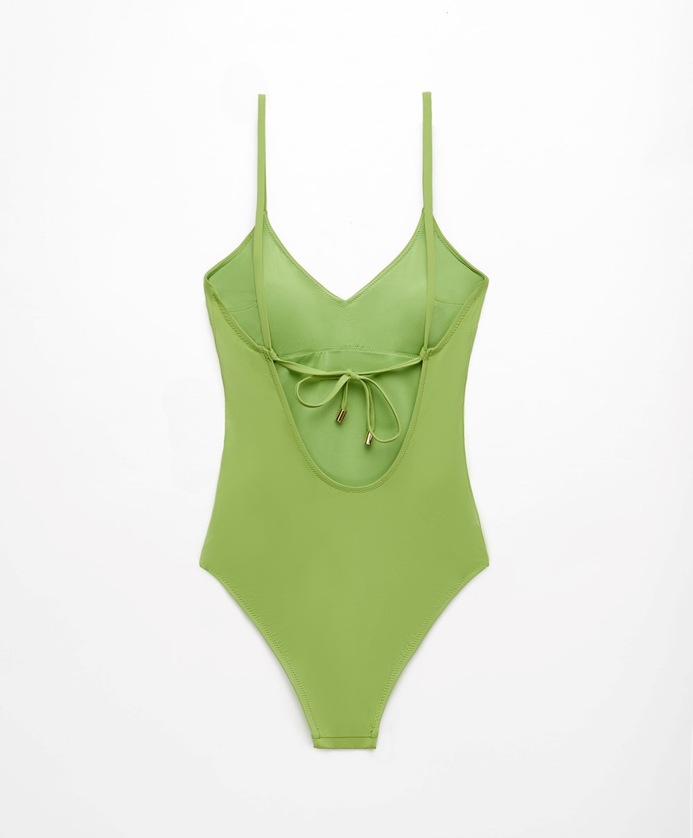 Oysho Triangle Swimsuit Grønn | TECR85794