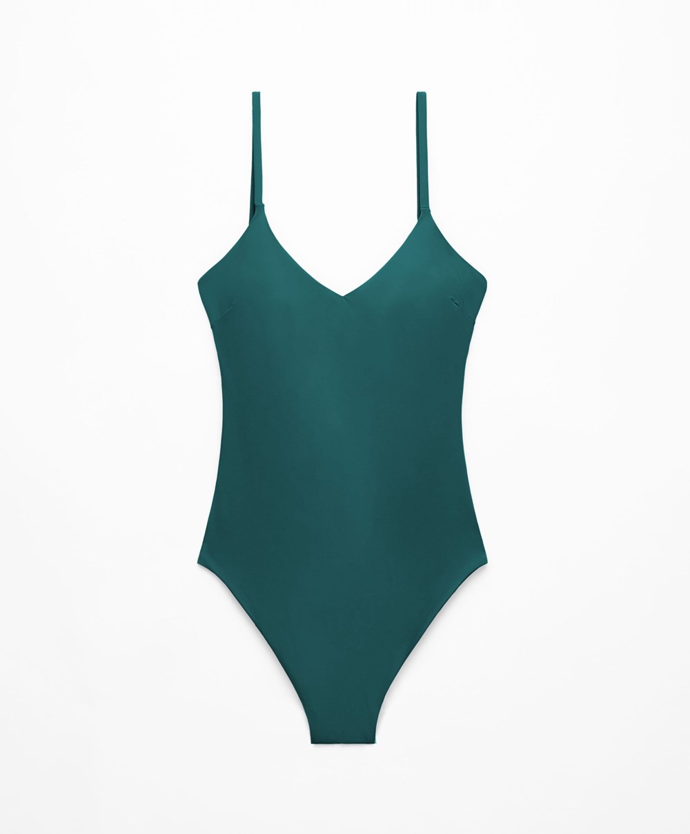 Oysho Triangle Swimsuit Grønn | XSIZ62534