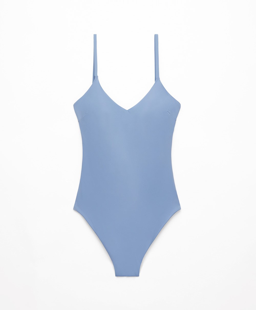 Oysho Triangle Swimsuit Lavendel Blå | SAYE31902